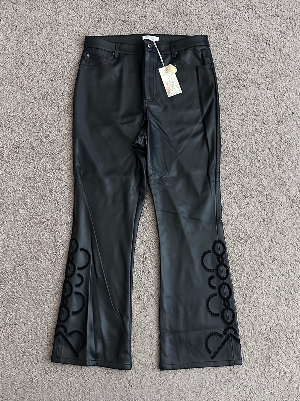 Johnny Was The Cropped Baby Boot Vegan Leather Pant Womens 28